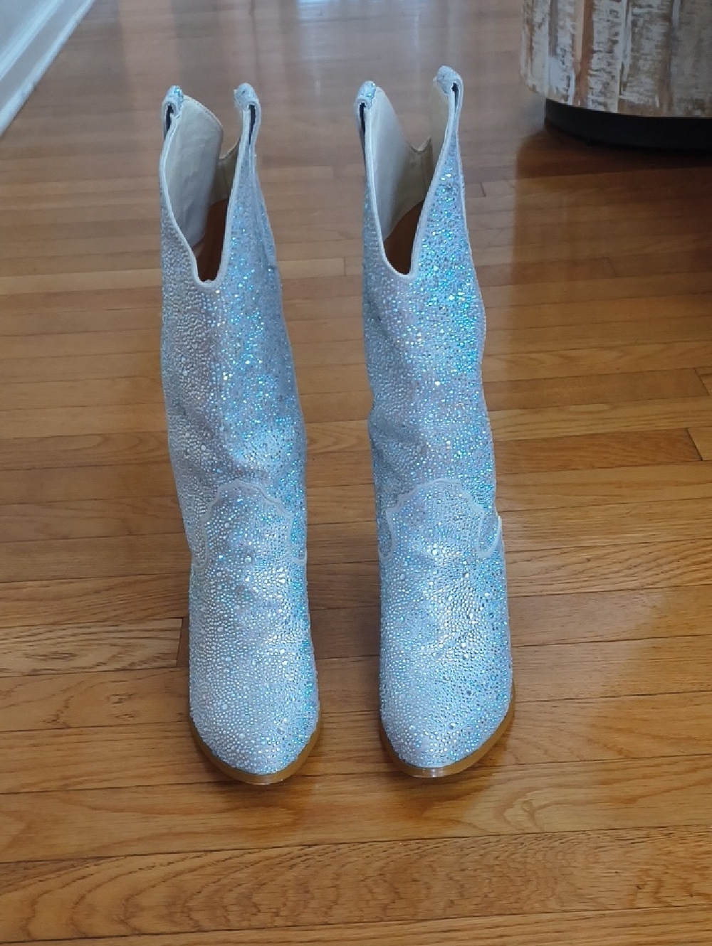 Women's Sparkle SILVER Ankle Boots with Crystal Embellishment